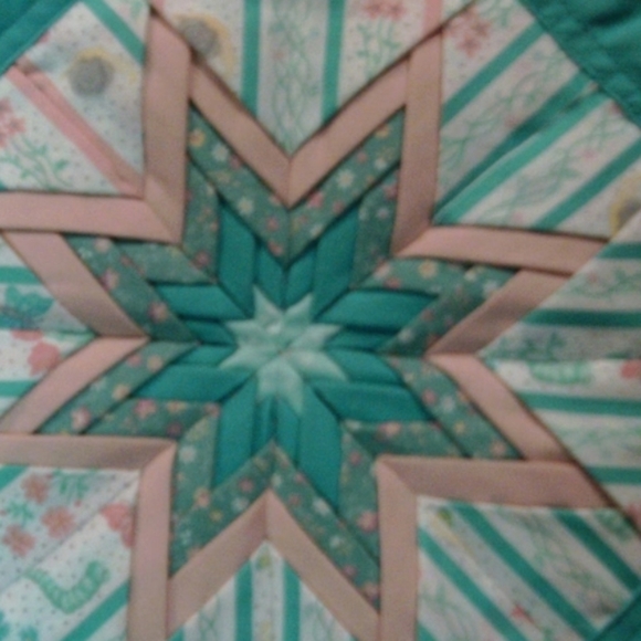 Folded Stars hand quilted bedspread blanket multi color full heavy unique burst - Picture 15 of 16